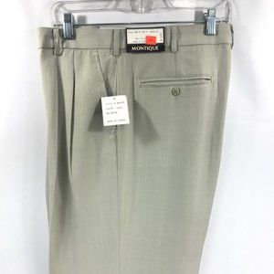 Montique Men's Dress Pants Sand Pleated Size 34